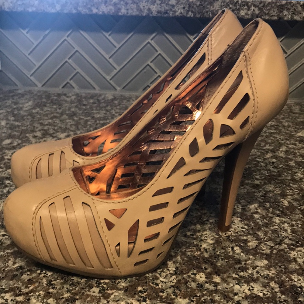 Nude BCBG Cutout Pumps